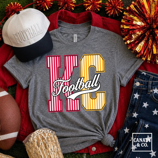 Red Gold KC Football White Stripe