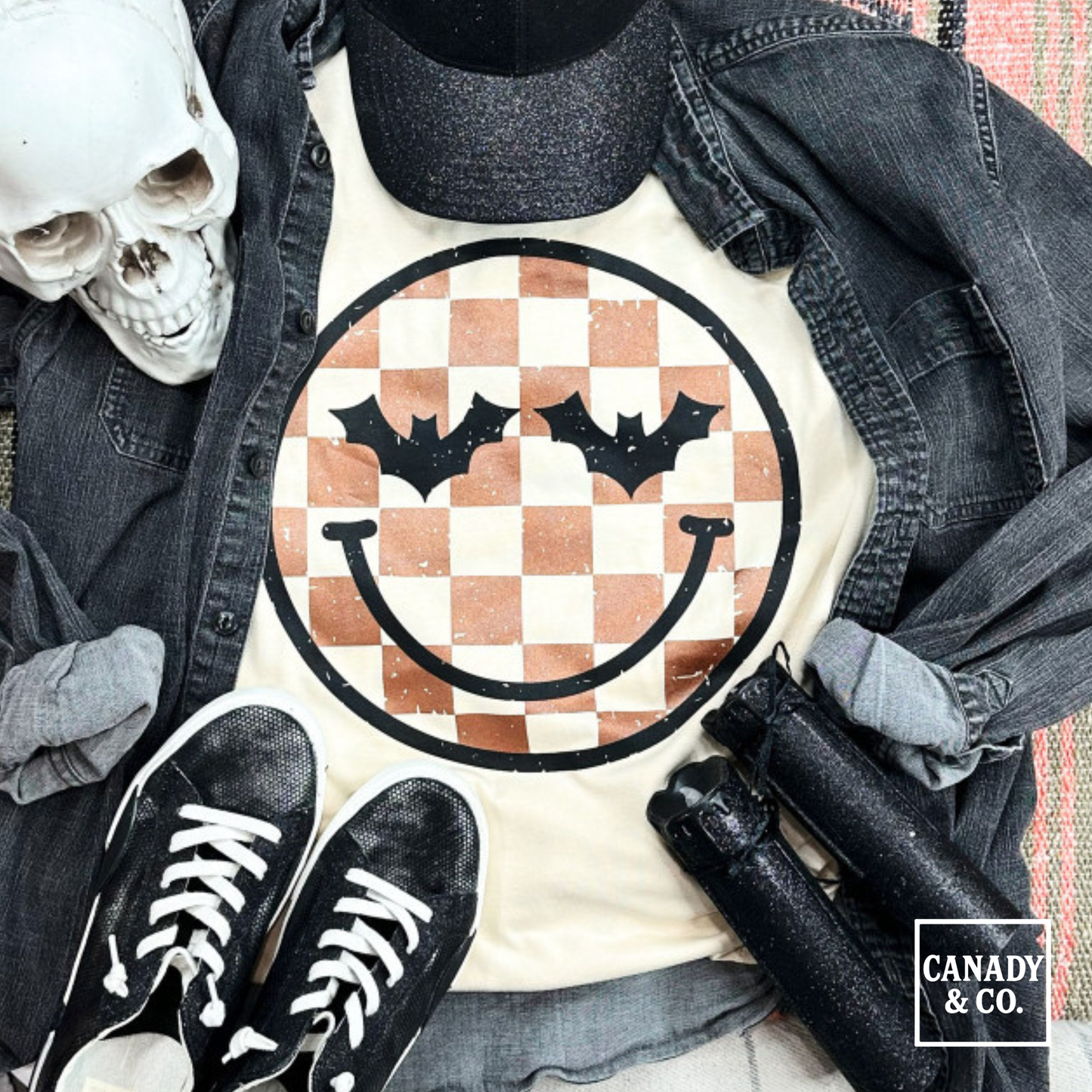 Checkered Halloween Happy Face
