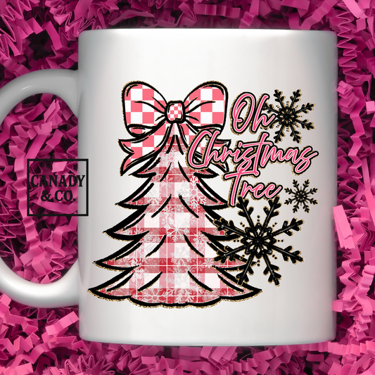 Christmas Tree Bow Pink- 11oz Mug