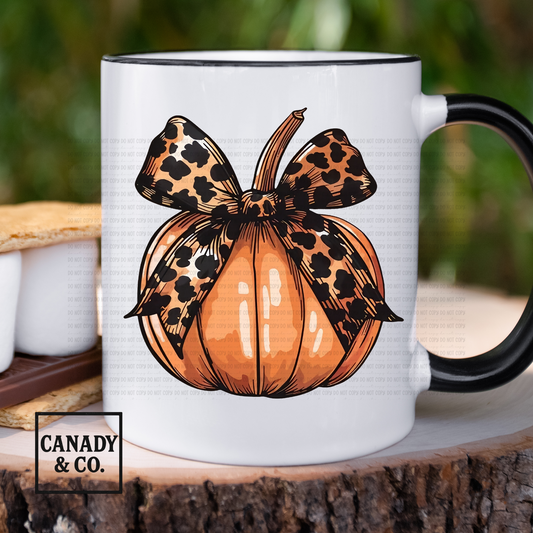 Leopard Bow Pumpkin -  11oz Mug