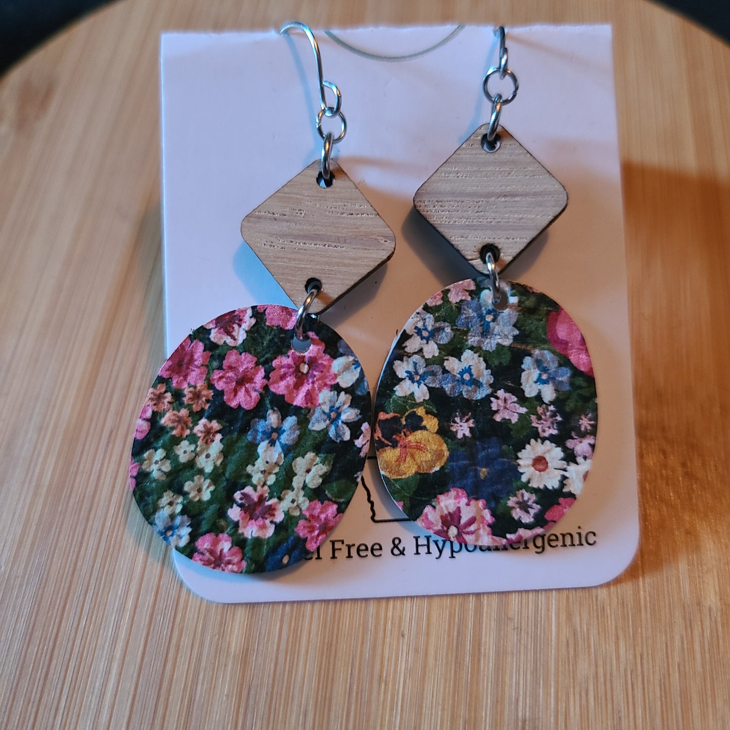 Navy Floral Earring